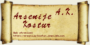 Arsenije Kostur vizit kartica